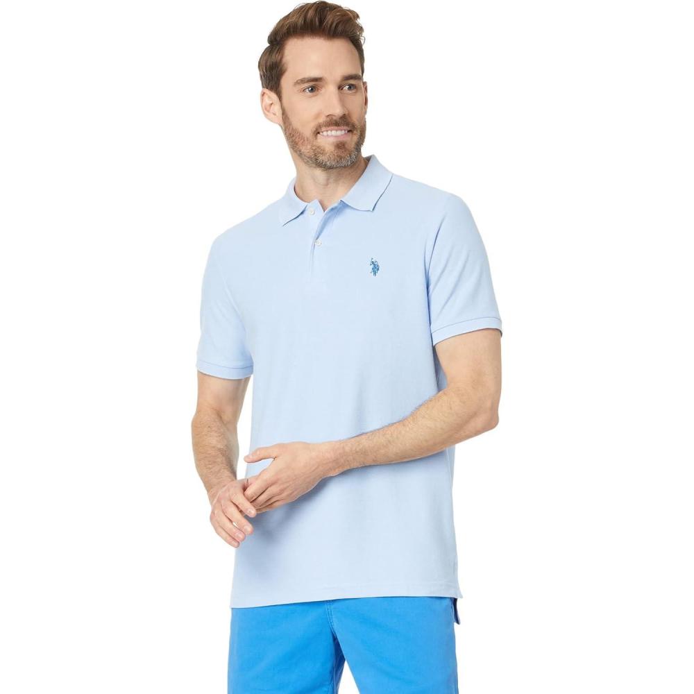 image:imageUS Polo Assn Mens Classic Polo Shirt TwoButton Closure Pique Polo Shirt Summer Fashion Golf ShirtWindsurfer Blue