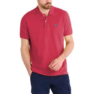 U.S. Polo Assn. Men’s Classic Polo Shirt, Two-Button Closure Pique Polo Shirt, Summer Fashion Golf Shirt(Autumn Sky Red)