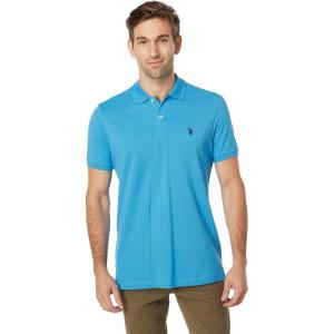 U.S. Polo Assn. Men’s Classic Polo Shirt, Two-Button Closure Pique Polo Shirt, Summer Fashion Golf Shirt(Beacon Blue)