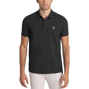 U.S. Polo Assn. Men’s Classic Polo Shirt, Two-Button Closure Pique Polo Shirt, Summer Fashion Golf Shirt(Black Heather)