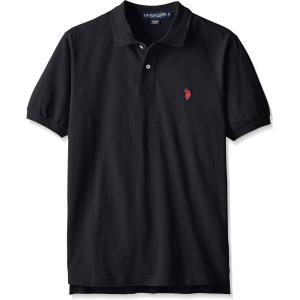 U.S. Polo Assn. Men’s Classic Polo Shirt, Two-Button Closure Pique Polo Shirt, Summer Fashion Golf Shirt(Black/Black/Black)