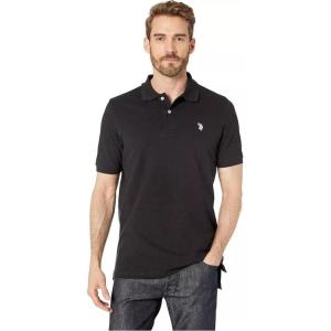 U.S. Polo Assn. Men’s Classic Polo Shirt, Two-Button Closure Pique Polo Shirt, Summer Fashion Golf Shirt(Black/White)