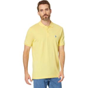 U.S. Polo Assn. Men’s Classic Polo Shirt, Two-Button Closure Pique Polo Shirt, Summer Fashion Golf Shirt(California Yellow)