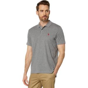 U.S. Polo Assn. Men’s Classic Polo Shirt, Two-Button Closure Pique Polo Shirt, Summer Fashion Golf Shirt(Campus Heather Gray)