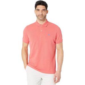 U.S. Polo Assn. Men’s Classic Polo Shirt, Two-Button Closure Pique Polo Shirt, Summer Fashion Golf Shirt(Coral Shell Heather)