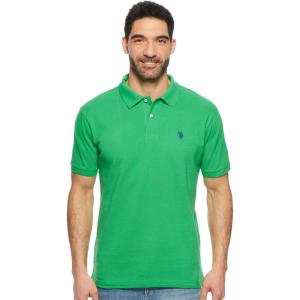 U.S. Polo Assn. Men’s Classic Polo Shirt, Two-Button Closure Pique Polo Shirt, Summer Fashion Golf Shirt(Court Green)