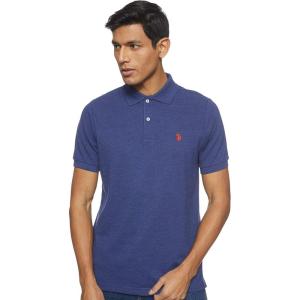 U.S. Polo Assn. Men’s Classic Polo Shirt, Two-Button Closure Pique Polo Shirt, Summer Fashion Golf Shirt(Dodger Blue Heather)