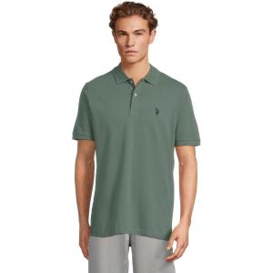 U.S. Polo Assn. Men’s Classic Polo Shirt, Two-Button Closure Pique Polo Shirt, Summer Fashion Golf Shirt(Evening Cactus)