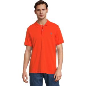 U.S. Polo Assn. Men’s Classic Polo Shirt, Two-Button Closure Pique Polo Shirt, Summer Fashion Golf Shirt(Explorer Orange)
