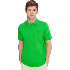 U.S. Polo Assn. Men’s Classic Polo Shirt, Two-Button Closure Pique Polo Shirt, Summer Fashion Golf Shirt(Green Lawn)