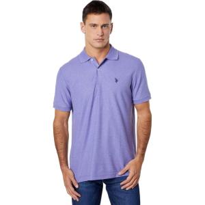 U.S. Polo Assn. Men’s Classic Polo Shirt, Two-Button Closure Pique Polo Shirt, Summer Fashion Golf Shirt(Lavender Heather)