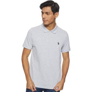 U.S. Polo Assn. Men’s Classic Polo Shirt, Two-Button Closure Pique Polo Shirt, Summer Fashion Golf Shirt(Light Heather Gray)