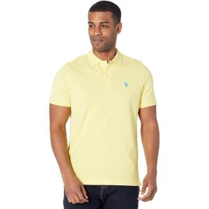 U.S. Polo Assn. Men’s Classic Polo Shirt, Two-Button Closure Pique Polo Shirt, Summer Fashion Golf Shirt(Lime Light)
