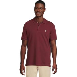 U.S. Polo Assn. Men’s Classic Polo Shirt, Two-Button Closure Pique Polo Shirt, Summer Fashion Golf Shirt(Maroon Fall)