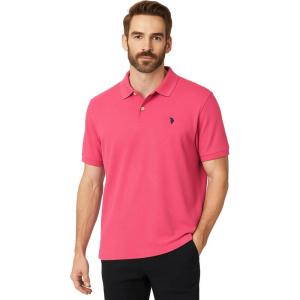 U.S. Polo Assn. Men’s Classic Polo Shirt, Two-Button Closure Pique Polo Shirt, Summer Fashion Golf Shirt(Pink Moon)