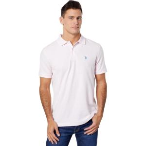 U.S. Polo Assn. Men’s Classic Polo Shirt, Two-Button Closure Pique Polo Shirt, Summer Fashion Golf Shirt(Primary Pink)