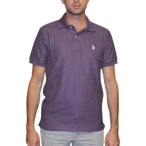 U.S. Polo Assn. Men’s Classic Polo Shirt, Two-Button Closure Pique Polo Shirt, Summer Fashion Golf Shirt(Purple Mountain Heather)