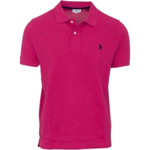U.S. Polo Assn. Men’s Classic Polo Shirt, Two-Button Closure Pique Polo Shirt, Summer Fashion Golf Shirt(Raspberry Vine Heather)