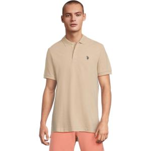 U.S. Polo Assn. Men’s Classic Polo Shirt, Two-Button Closure Pique Polo Shirt, Summer Fashion Golf Shirt(Sour Dough Heather)