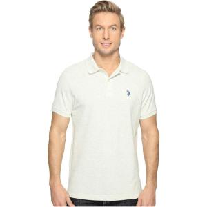 U.S. Polo Assn. Men’s Classic Polo Shirt, Two-Button Closure Pique Polo Shirt, Summer Fashion Golf Shirt(Summer Oatmeal)