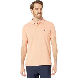 U.S. Polo Assn. Men’s Classic Polo Shirt, Two-Button Closure Pique Polo Shirt, Summer Fashion Golf Shirt(Sunrise Heather)