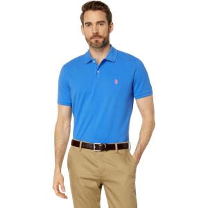 U.S. Polo Assn. Men’s Classic Polo Shirt, Two-Button Closure Pique Polo Shirt, Summer Fashion Golf Shirt(Super Sonic Blue)