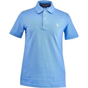 U.S. Polo Assn. Men’s Classic Polo Shirt, Two-Button Closure Pique Polo Shirt, Summer Fashion Golf Shirt(Surf Blue/Yellow)