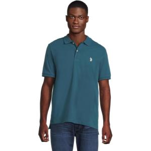 U.S. Polo Assn. Men’s Classic Polo Shirt, Two-Button Closure Pique Polo Shirt, Summer Fashion Golf Shirt(Teal River)