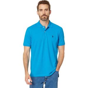 U.S. Polo Assn. Men’s Classic Polo Shirt, Two-Button Closure Pique Polo Shirt, Summer Fashion Golf Shirt(Turquoise Heather)