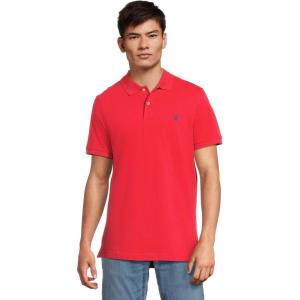 U.S. Polo Assn. Men’s Classic Polo Shirt, Two-Button Closure Pique Polo Shirt, Summer Fashion Golf Shirt(Upstate Red)