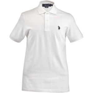 U.S. Polo Assn. Men’s Classic Polo Shirt, Two-Button Closure Pique Polo Shirt, Summer Fashion Golf Shirt(White/Black)