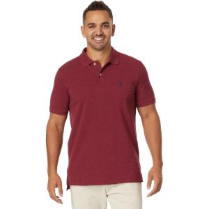 U.S. Polo Assn. Men’s Classic Polo Shirt, Two-Button Closure Pique Polo Shirt, Summer Fashion Golf Shirt(Wine Valley Heather)