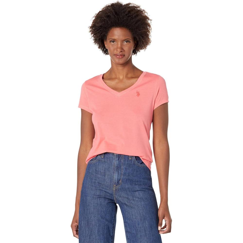 image:imageUS Polo Assn Juniors ShortSleeve VNeck TShirtCalypso Coral