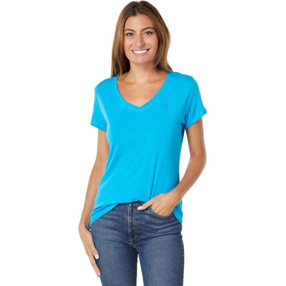 image:imageUS Polo Assn Juniors ShortSleeve VNeck TShirtDowntown Blue
