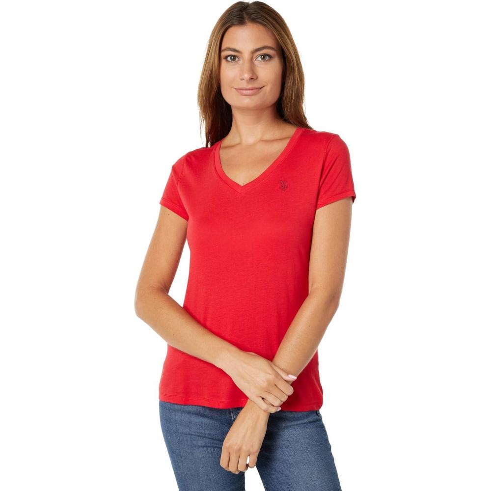 image:imageUS Polo Assn Juniors ShortSleeve VNeck TShirtEngine Red