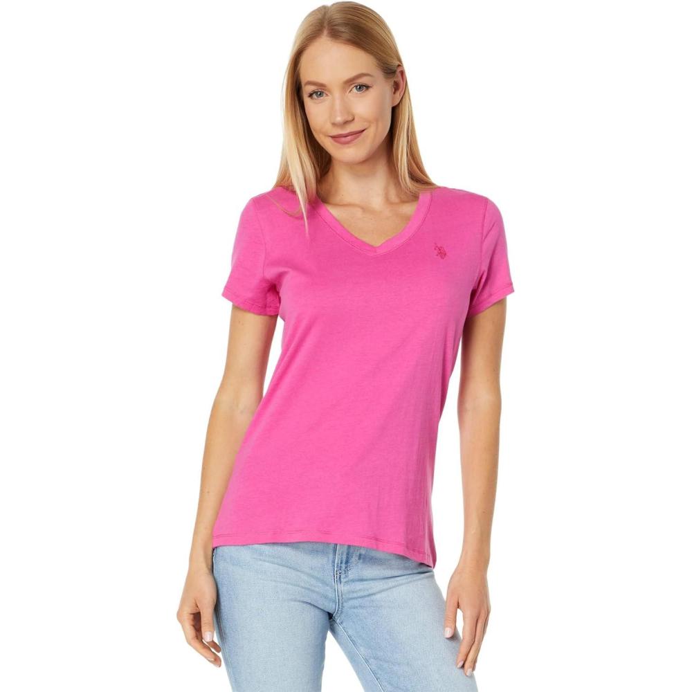 image:imageUS Polo Assn Juniors ShortSleeve VNeck TShirtFucshia Fedora