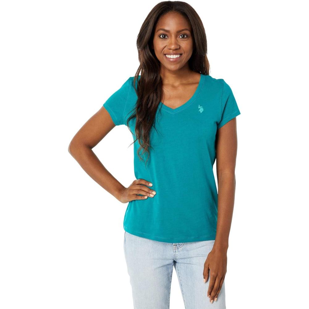 image:imageUS Polo Assn Juniors ShortSleeve VNeck TShirtReef Teal
