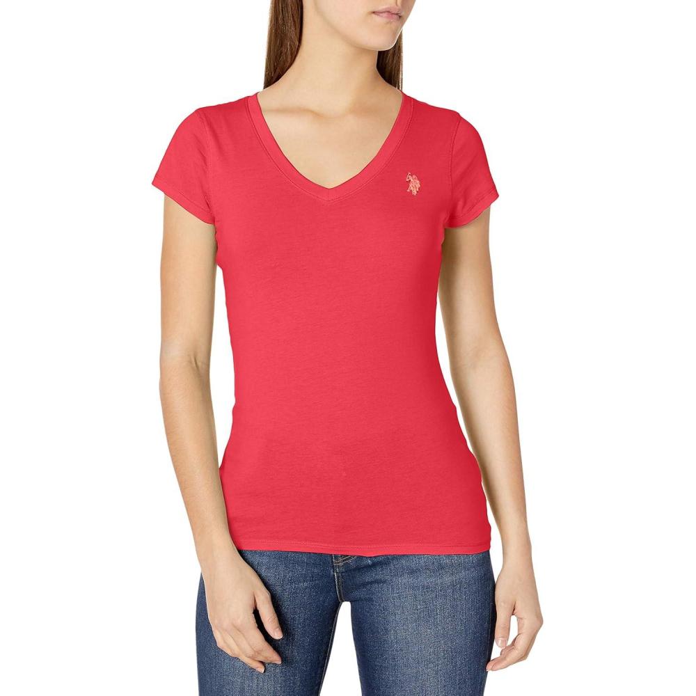 image:imageUS Polo Assn Juniors ShortSleeve VNeck TShirtTeaberry