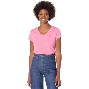 U.S. Polo Assn. Juniors’ Short-Sleeve V-Neck T-Shirt(Pink Peacock Heather)