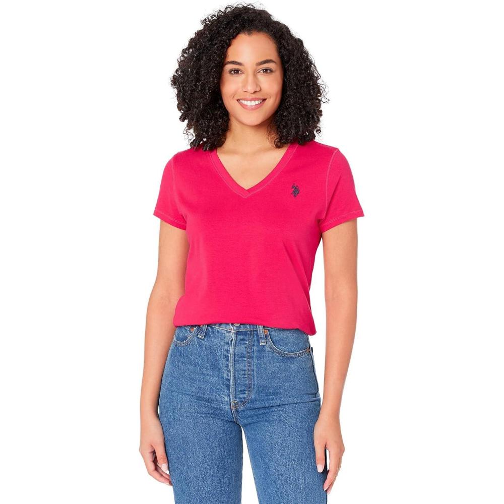 image:imageUS Polo Assn Stretch VNeck TeeElectric Fuchsia