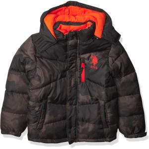 U.S. Polo Assn. boys Puffer(Olive Camo/Bk)