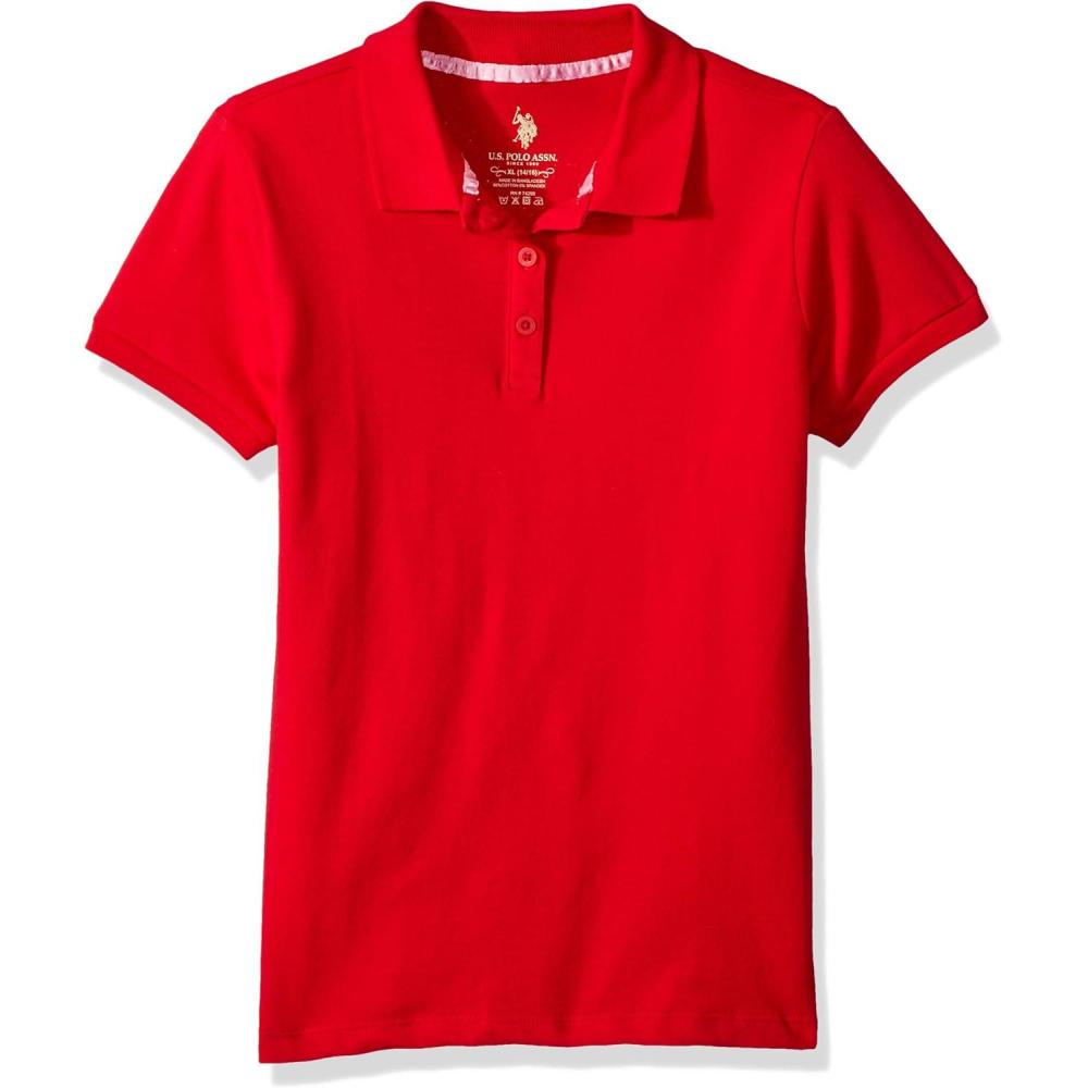 image:imageUS Polo Assn Girls Short Sleeve Stretch Pique Polo ShirtRed