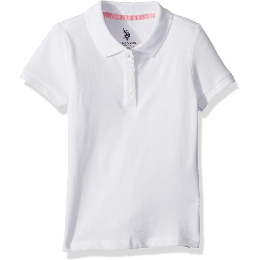 image:imageUS Polo Assn Girls Short Sleeve Stretch Pique Polo ShirtWhite