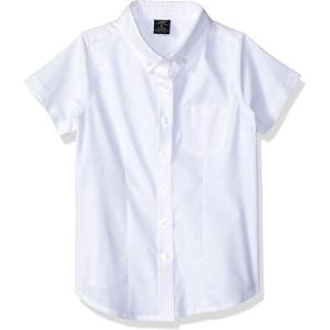 U.S. Polo Assn. Girls’ Short Sleeve Stretch Oxford Slim Fit Blouse(White)