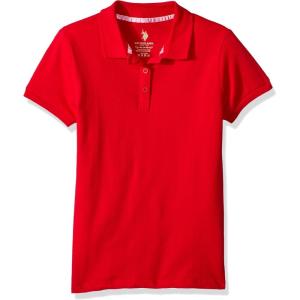 U.S. Polo Assn. Girls’ Short Sleeve Stretch Pique Polo Shirt(Red)