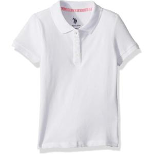 U.S. Polo Assn. Girls’ Short Sleeve Stretch Pique Polo Shirt(White)