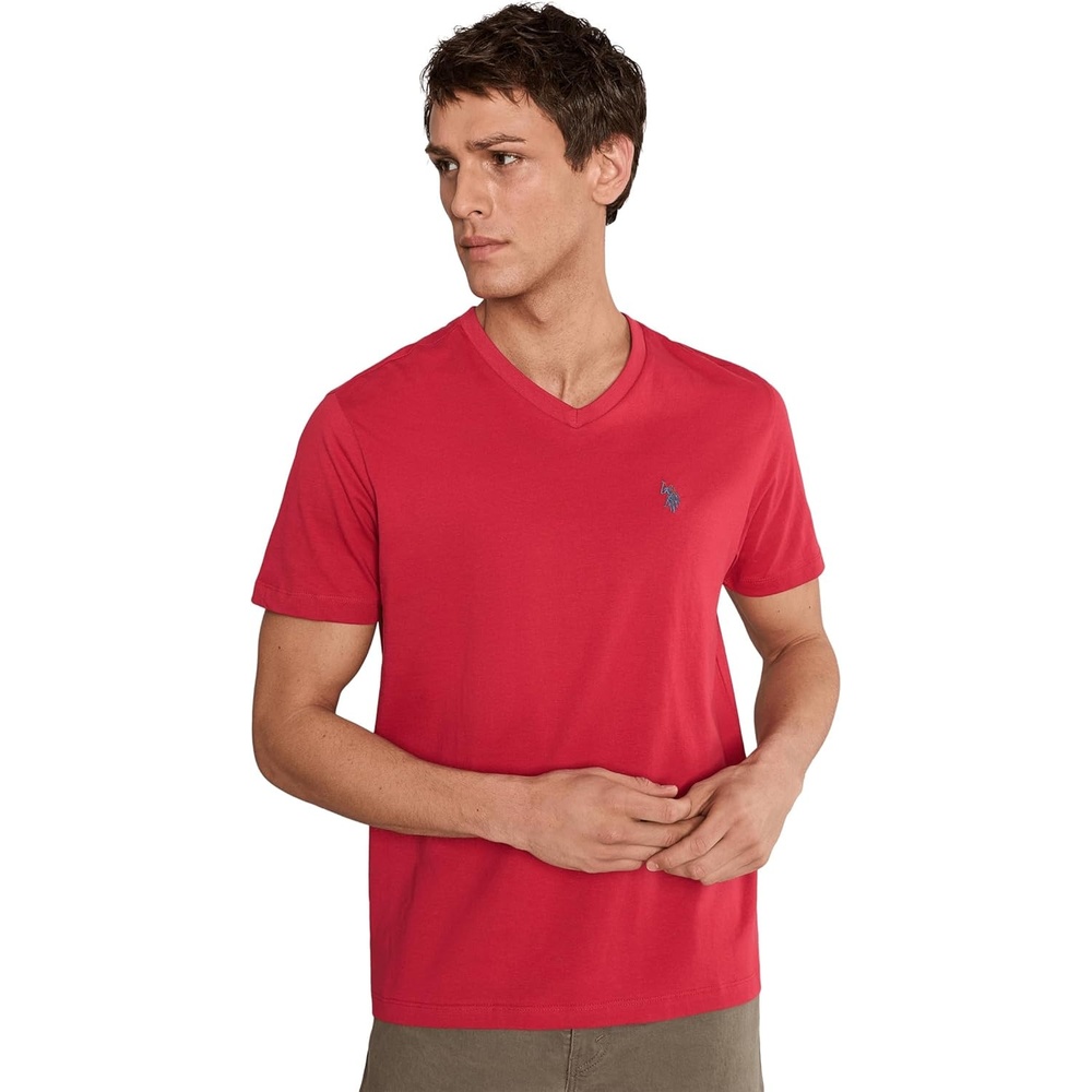image:imageUS Polo Assn Mens VNeck TeeAutumn Sky Red
