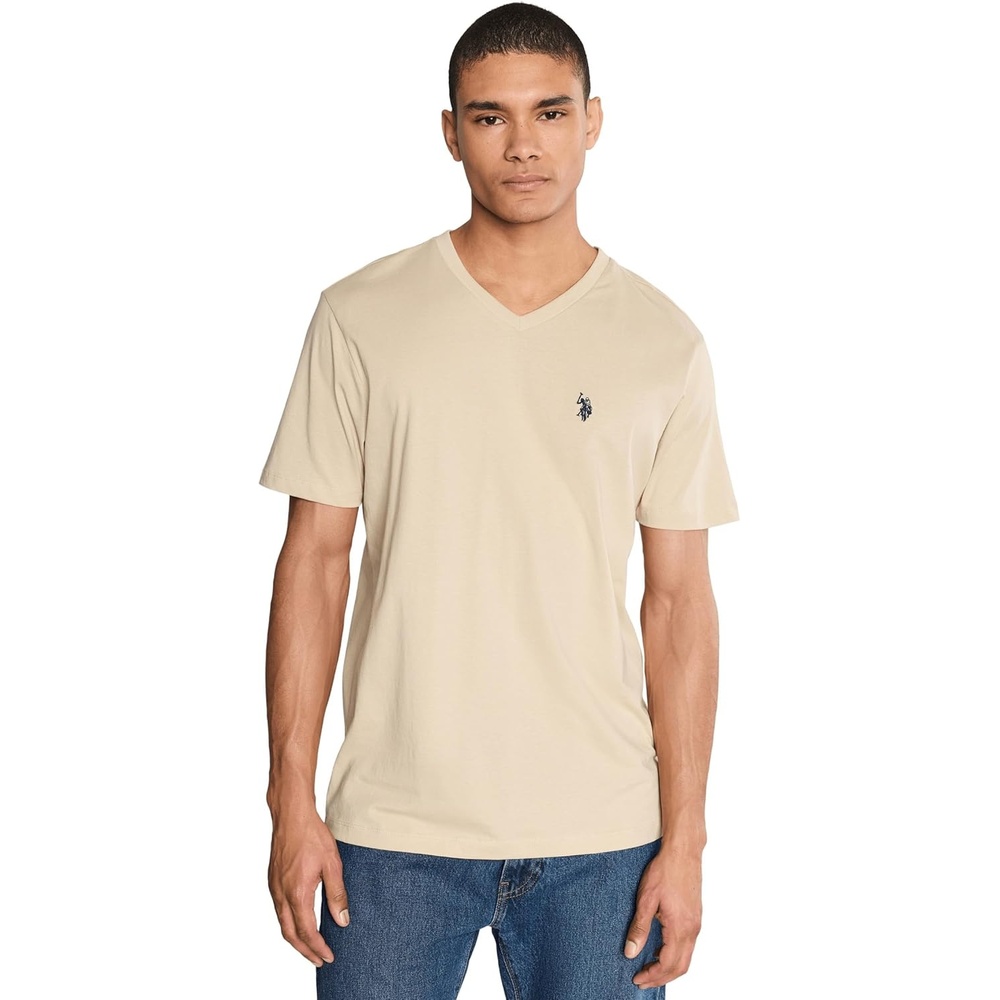 image:imageUS Polo Assn Mens VNeck TeeShoreline Tan